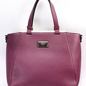VERSACE 1969 PLUM FAUX LEATHER SATCHEL BAG